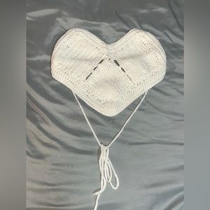 Handmade Three Piece Knitted Halter Shorts & Cover up Cream